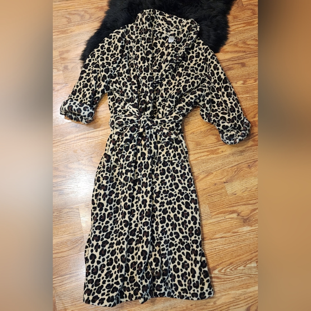 Animal Print Fluffy Luxurious Plush Robe Women's Plus Size 2X